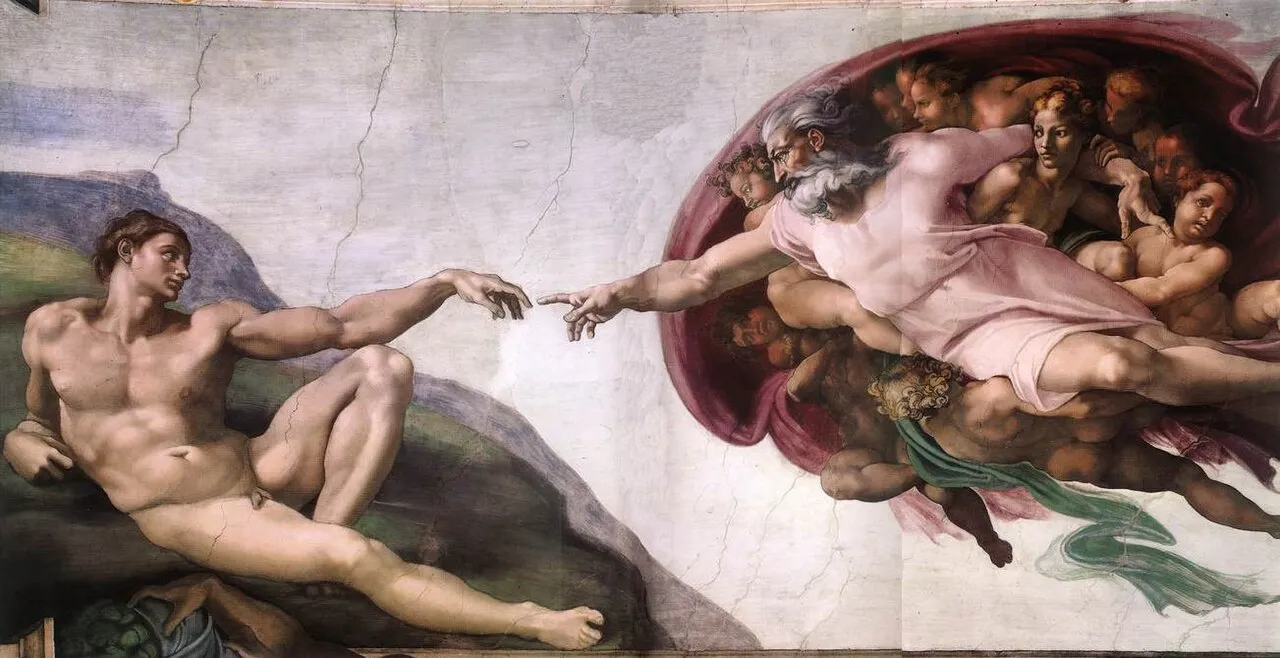 La Creación de Adán de Miguel Ángel, fresco central de la bóveda de la Capilla Sixtina